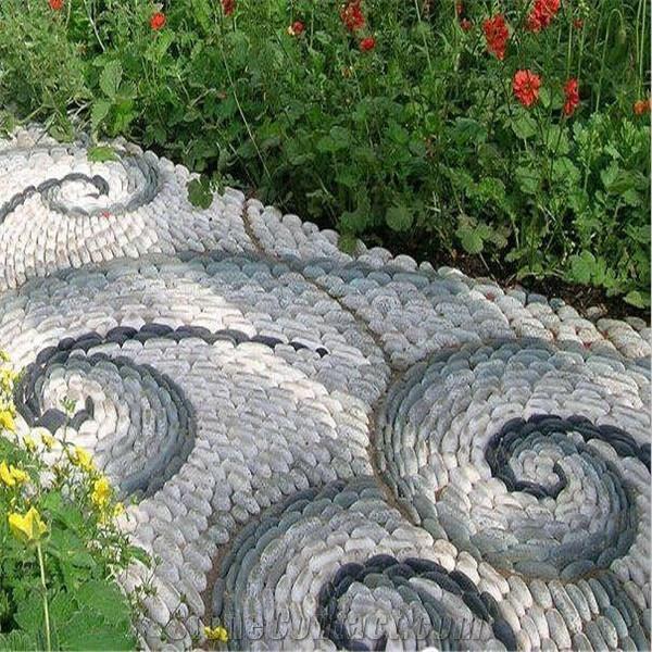 colorful pebble stone garden design walkway