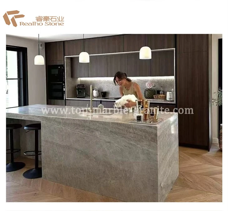 Kaunter Dapur Batu Kuarzit Marmar Mewah