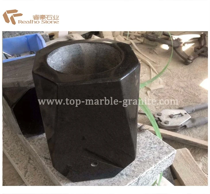 Borong India Black Mongolia Black Granite Vas Bunga Untuk Monumen Batu Nisan Gaya Eropah