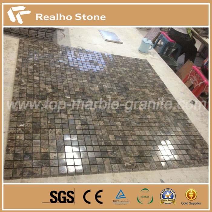 Popular Dark Emperador Marble Mosaics Pattern For Bathroom
