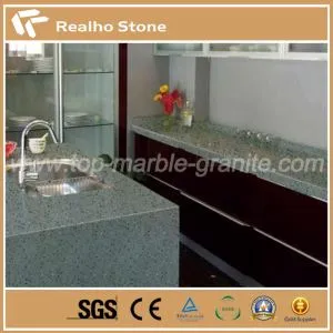 Meja Dapur Batu Quartz Kelabu dengan Laminated Edge