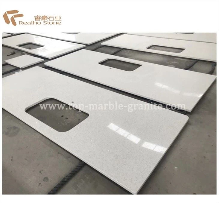 Cyrstal White Quartz Kitchen Top