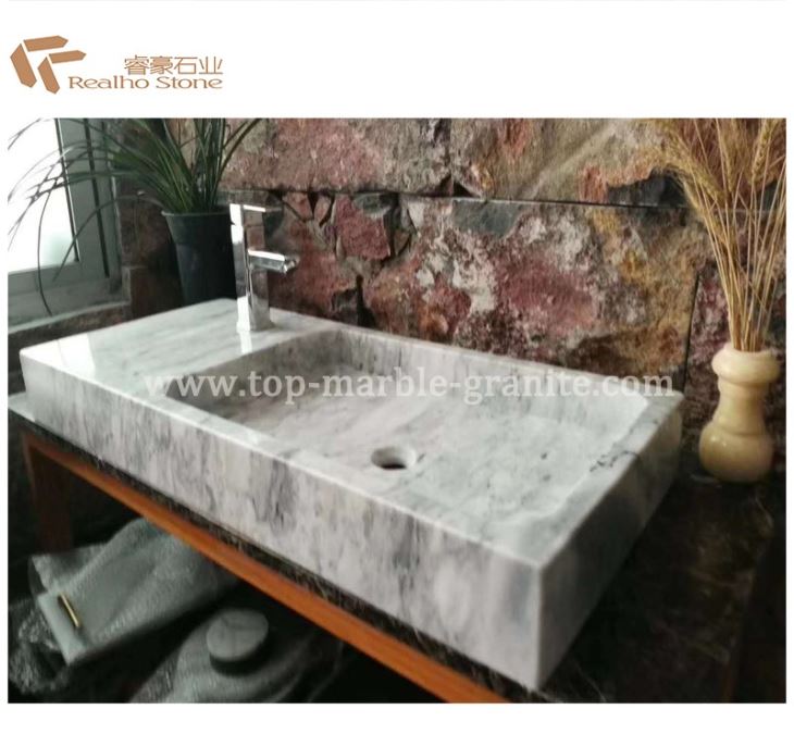 Carrara white marble sink