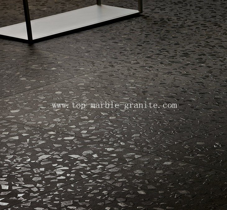 dark grey terrazzo floor