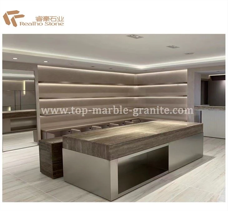 Iran Silver Grey Travertine Slabs Untuk Hiasan Mewah Dalaman Kediaman