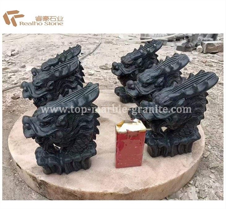 Black marble dragon head